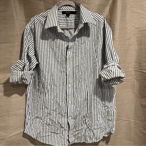 Sean John Black Blue White Stripe Button Down